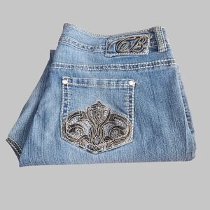 Code Bleu Embroidered Bootcut Jeans Women’s Size 18R Medium Wash Stretch Denim Y